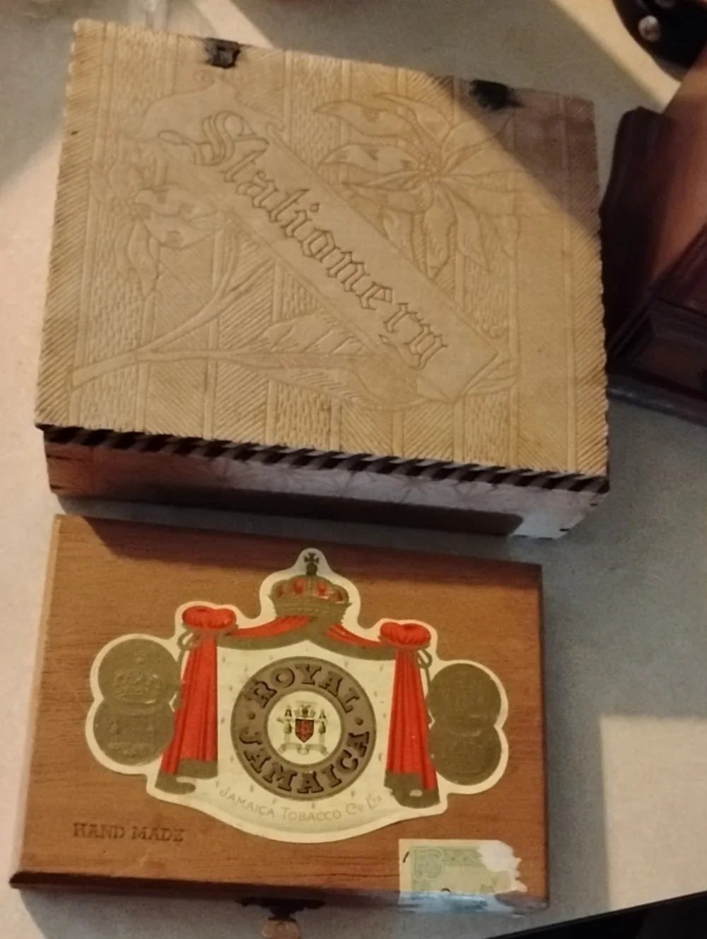 Wooden Jewelry and Keepsake Storage Box& Pair  Boxes- Brown